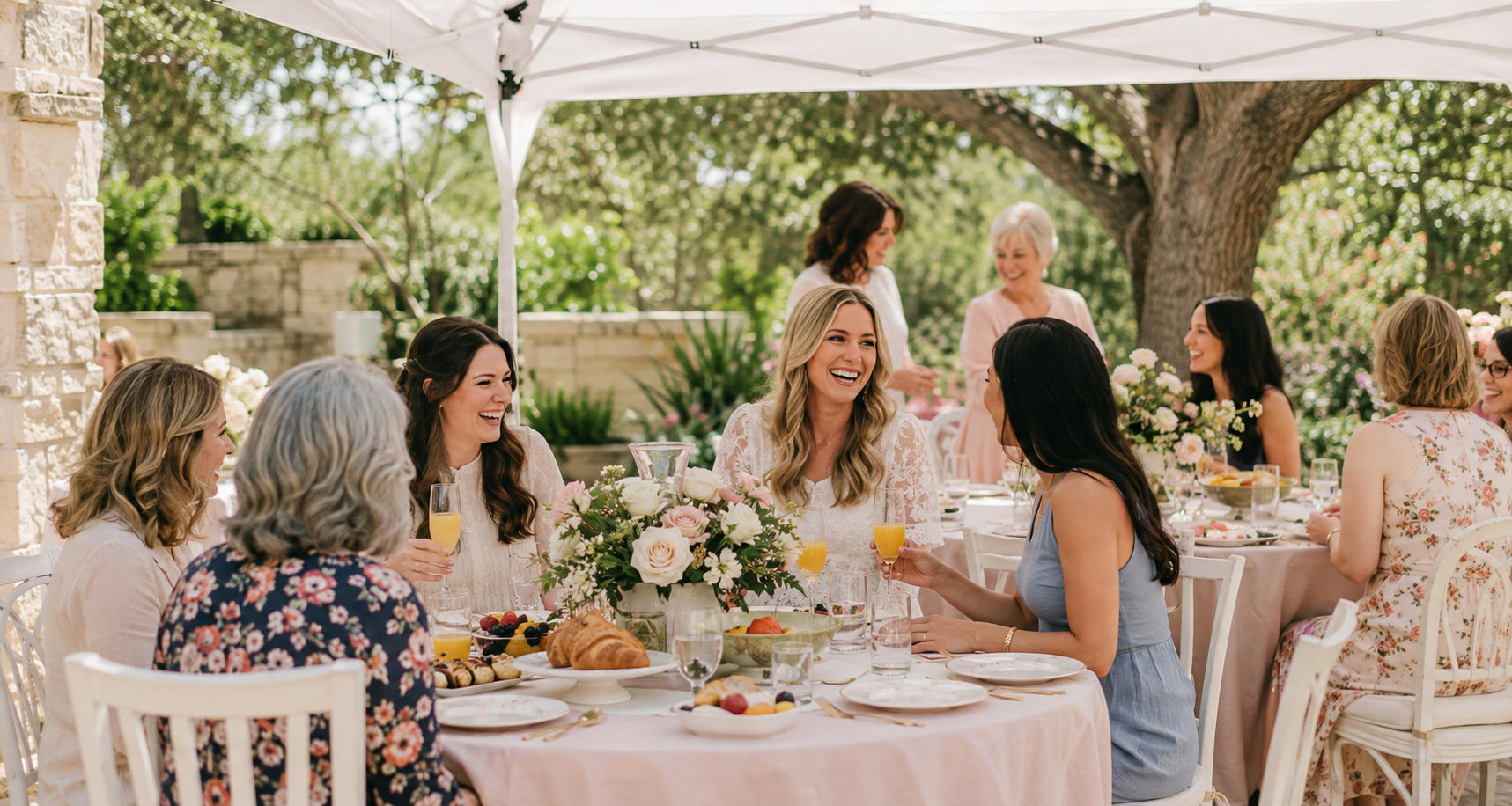 Outdoor wedding reception setup